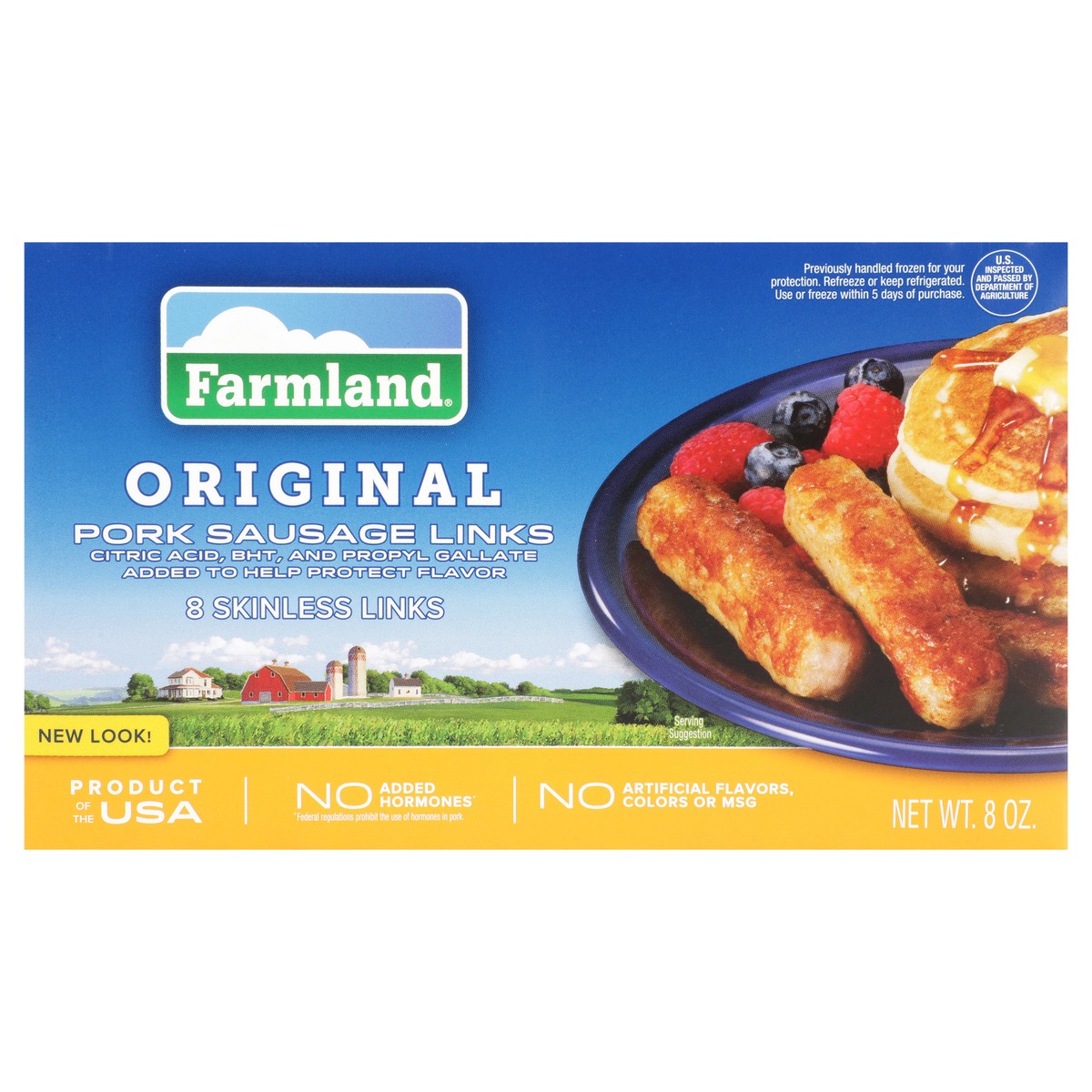 slide 1 of 3, Farmland Skinless Pork Sausage Links 8 ea, 8 oz