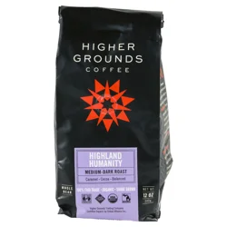 Higher Grounds Whole Bean Medium-Dark Roast Highland Humanity Coffee 12 oz