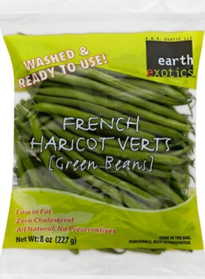 slide 1 of 1, Earth Exotics Green Beans French Prepacked Bag - 8 Oz, 8 oz