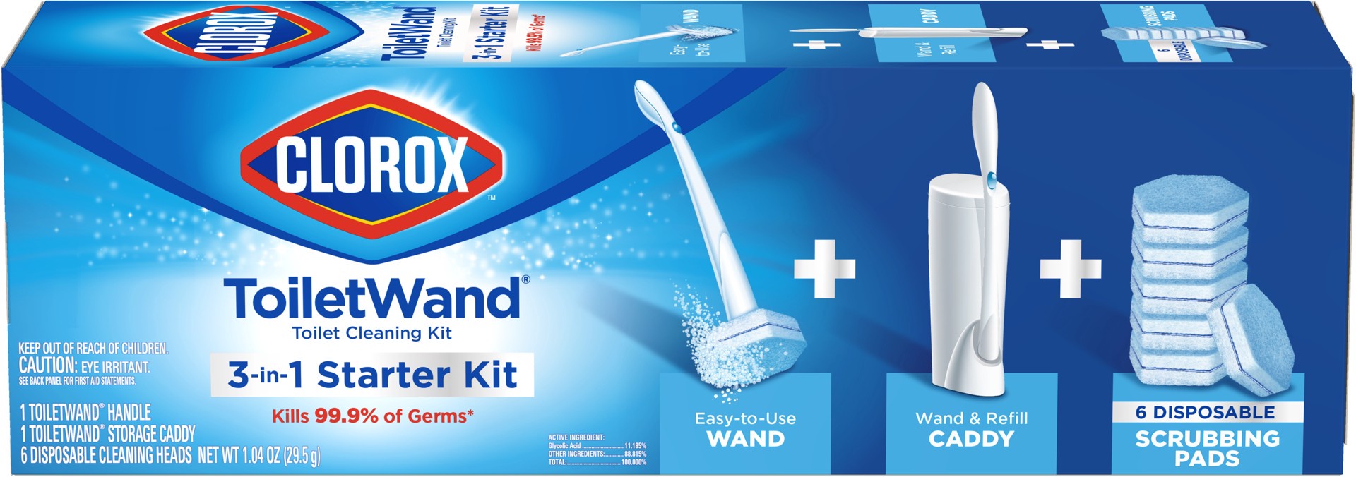 slide 1 of 176, Clorox Toilet Wand 3-in-1 Starter Toliet Cleaning Kit, 1 ct