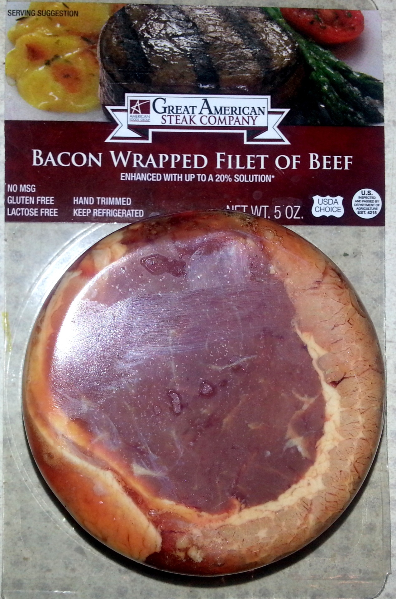 slide 1 of 1, Great American Steak Company Bacon Wrapped Beef Fillets, 10 oz