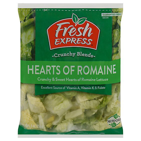 slide 1 of 12, Fresh Express Salad Greens Hearts Of Romaine - 9 Oz, 9 oz