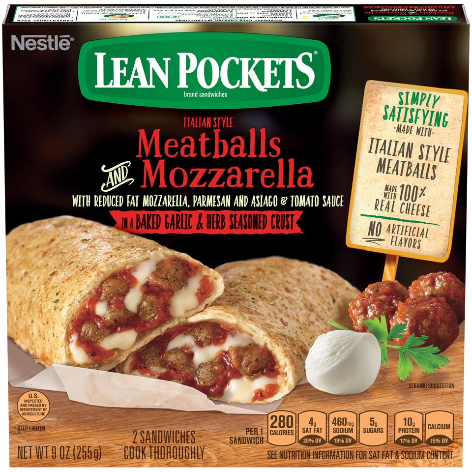 slide 2 of 9, Lean Pockets Frozen Sandwiches Meatballs & Mozzarella 2-Pack, 2 ct; 4.5 oz