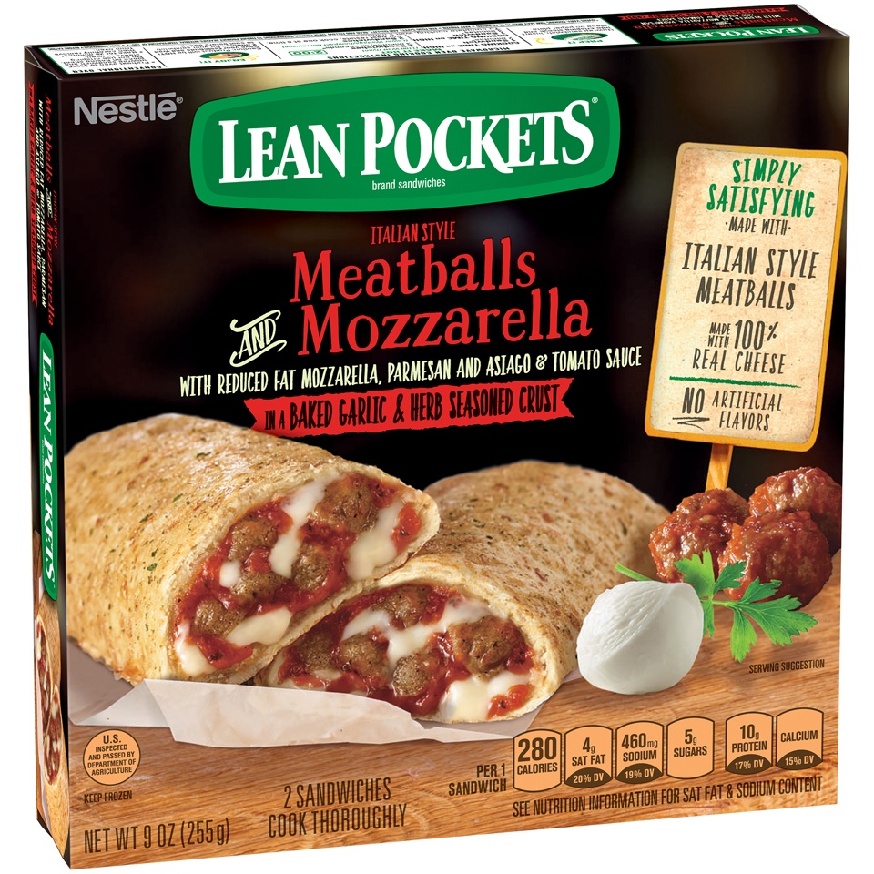 slide 3 of 9, Lean Pockets Frozen Sandwiches Meatballs & Mozzarella 2-Pack, 2 ct; 4.5 oz