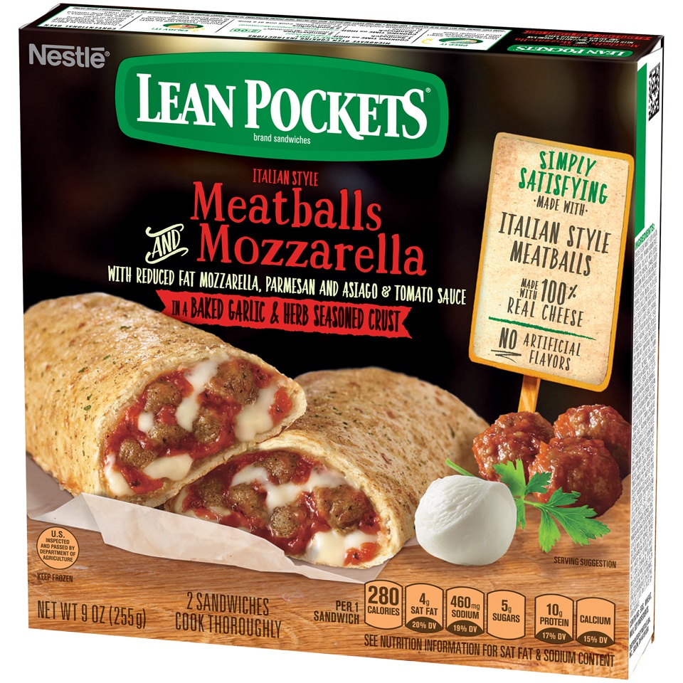 slide 4 of 9, Lean Pockets Frozen Sandwiches Meatballs & Mozzarella 2-Pack, 2 ct; 4.5 oz