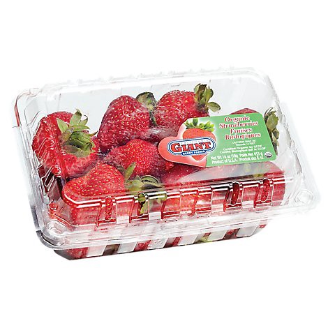slide 1 of 1, Organic Strawberries Prepacked - 1 Lb, per lb