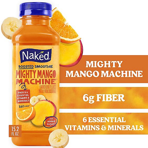slide 1 of 1, Naked Juice Smoothie Pure Fruit Mighty Mango - 15.2 Fl. Oz., 15.2 fl oz