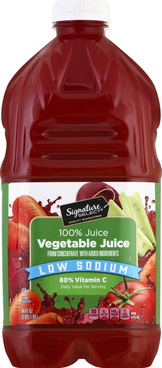 slide 7 of 7, Signature Select Low Sodium Vegetable 100% Juice 64 fl oz, 64 oz