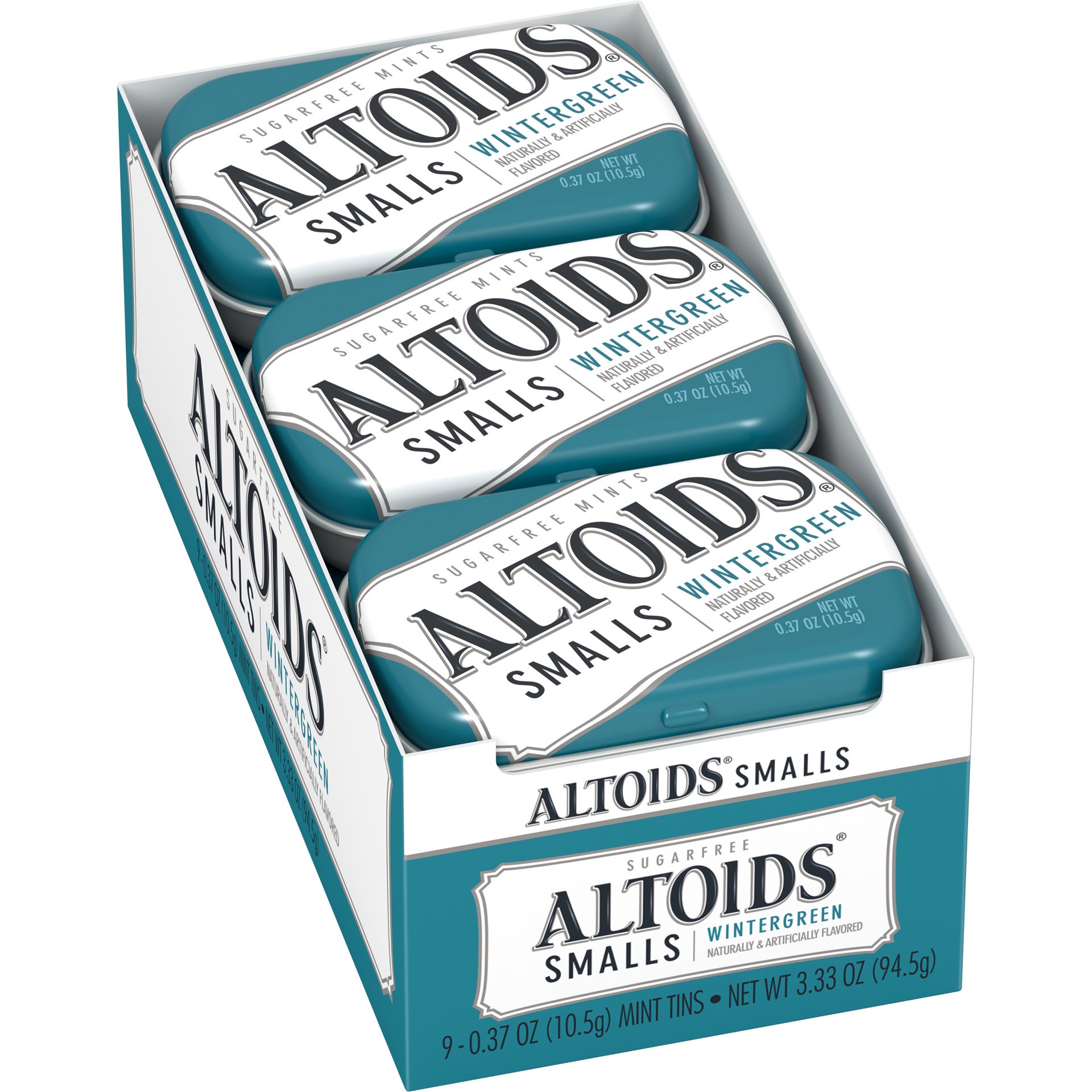 slide 1 of 8, Altoids Smalls Breath Mints, Sugar Free Wintergreen, 0.37 oz, 9-count, 3.33 oz