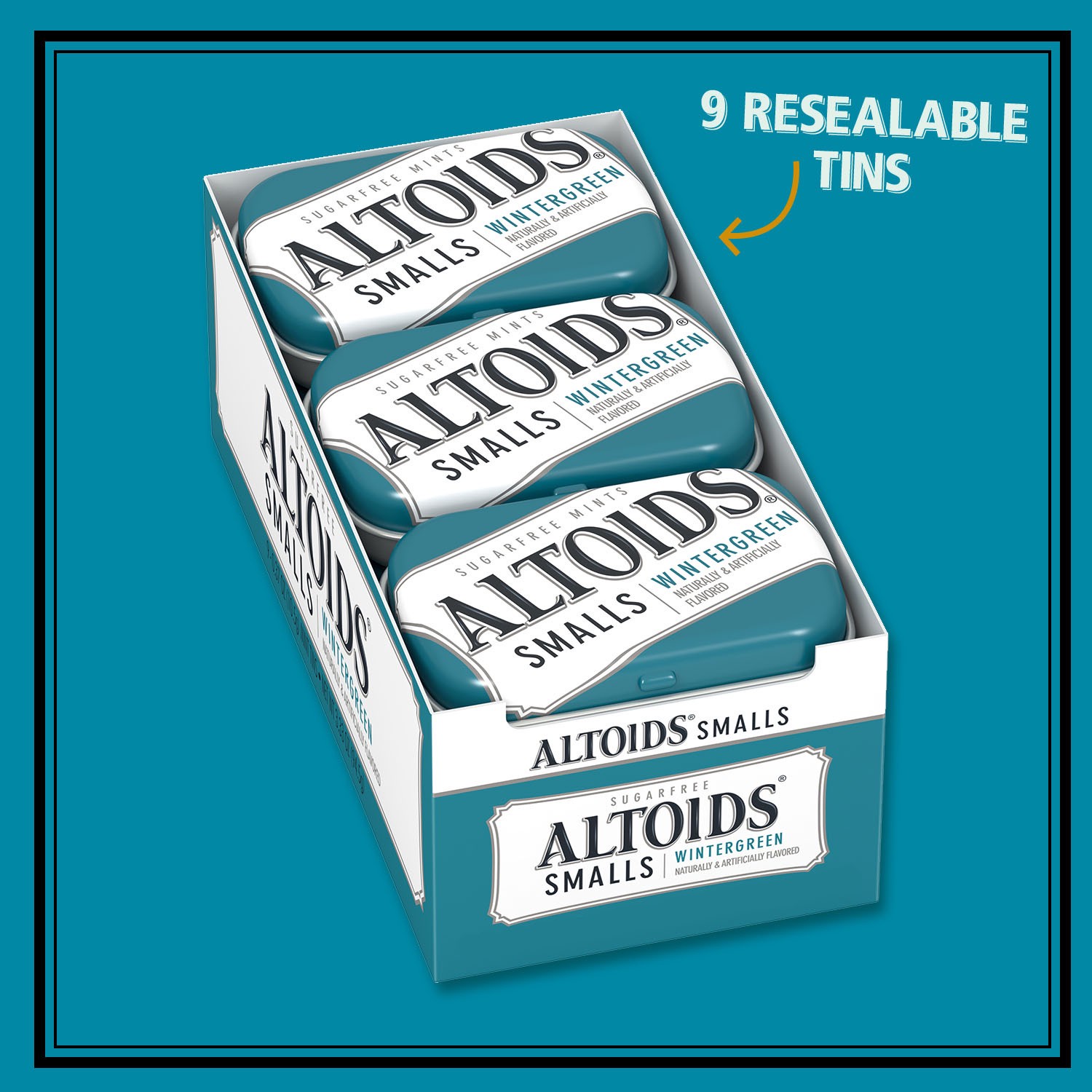 slide 8 of 8, Altoids Smalls Breath Mints, Sugar Free Wintergreen, 0.37 oz, 9-count, 3.33 oz