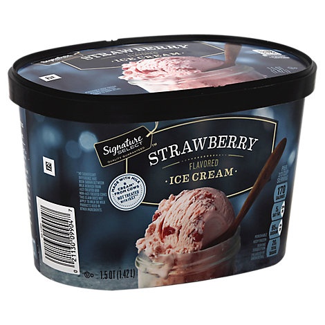 slide 1 of 1, Signature Select Ice Cream Strawberry, 1.5 qt