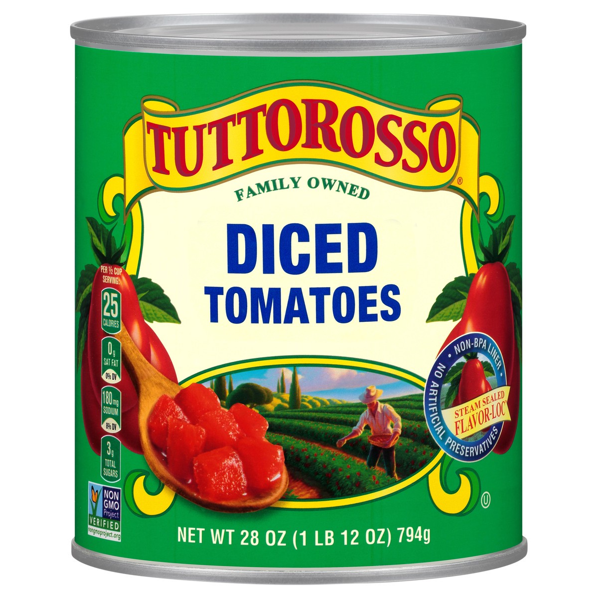 slide 1 of 12, Tuttorosso Green Diced Tomatoes, 28 oz