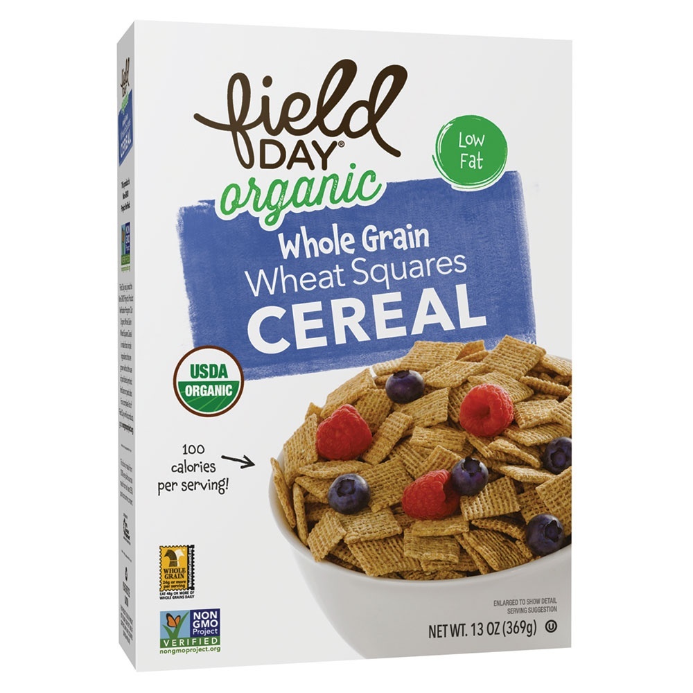 slide 1 of 1, Field Day Organic Whole Grain Wheat Squares, 13 oz