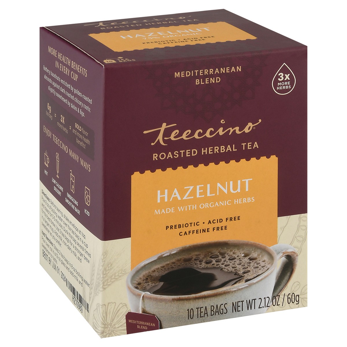 slide 2 of 9, Teeccino Hazelnut Herbal Tea Bags 10 ea, 10 ct