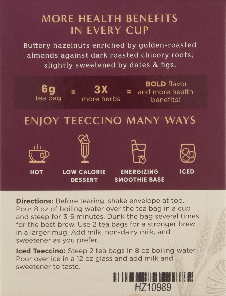 slide 7 of 9, Teeccino Hazelnut Herbal Tea Bags 10 ea, 10 ct