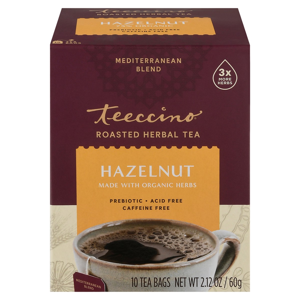 slide 1 of 9, Teeccino Hazelnut Herbal Tea Bags 10 ea, 10 ct