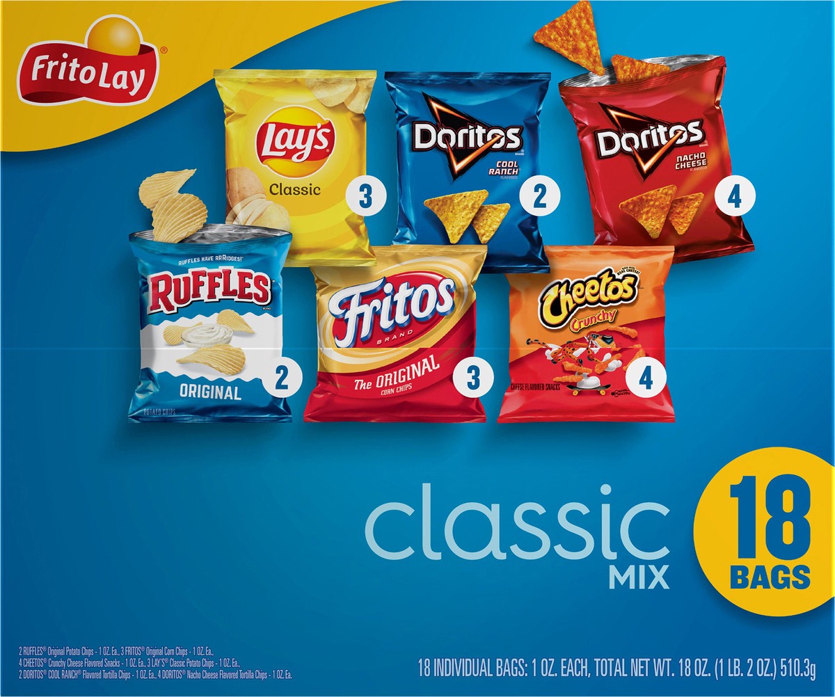 slide 5 of 15, Frito-Lay Snacks Variety Packs Classic Mix 1 Oz, 18 Count, 18 ct