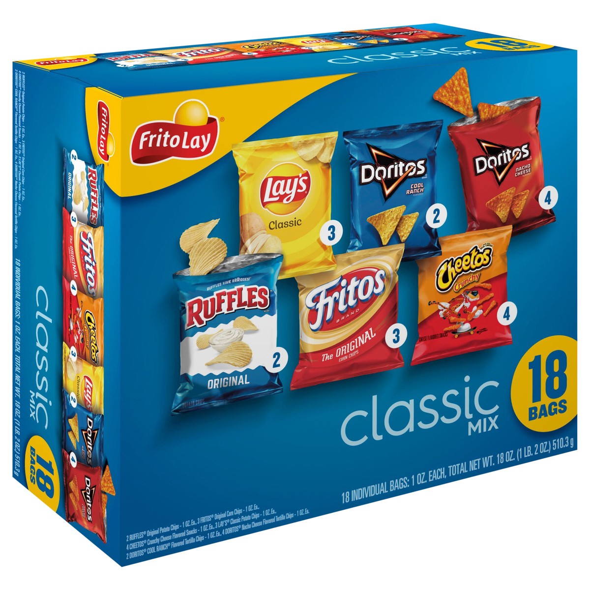 slide 8 of 15, Frito-Lay Snacks Variety Packs Classic Mix 1 Oz, 18 Count, 18 ct