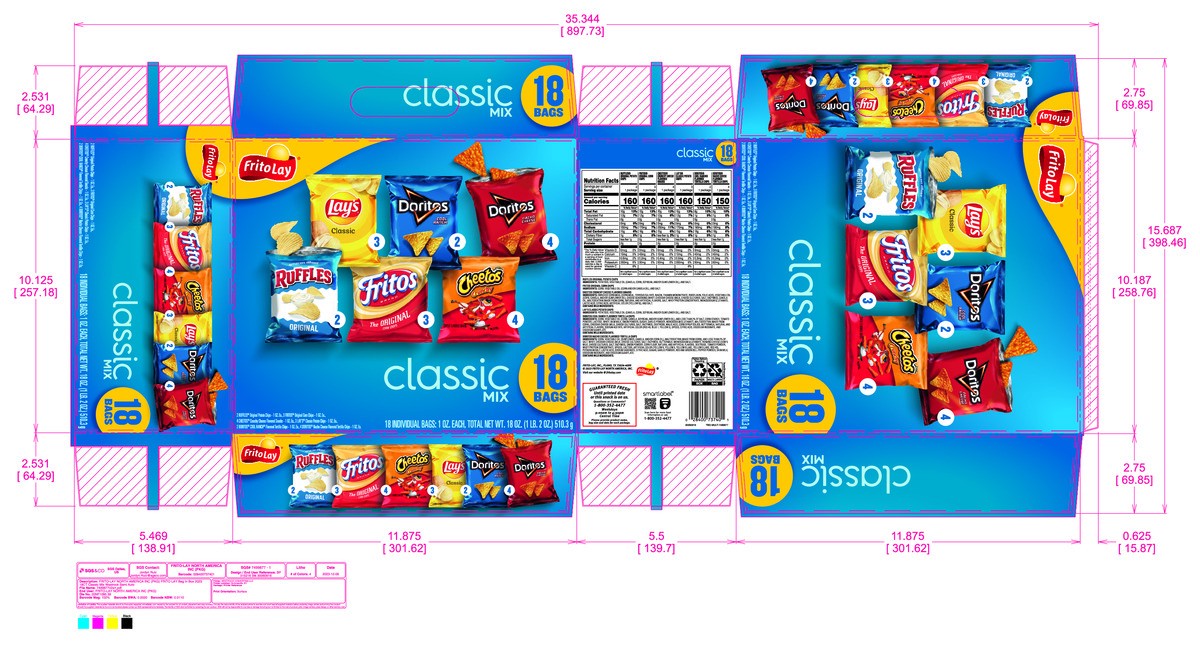 slide 11 of 15, Frito-Lay Snacks Variety Packs Classic Mix 1 Oz, 18 Count, 18 ct