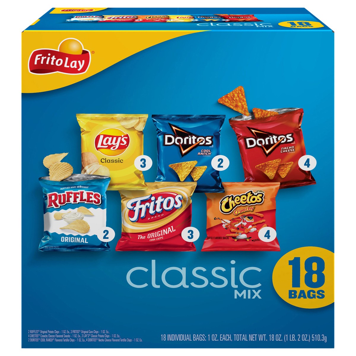 slide 6 of 15, Frito-Lay Snacks Variety Packs Classic Mix 1 Oz, 18 Count, 18 ct
