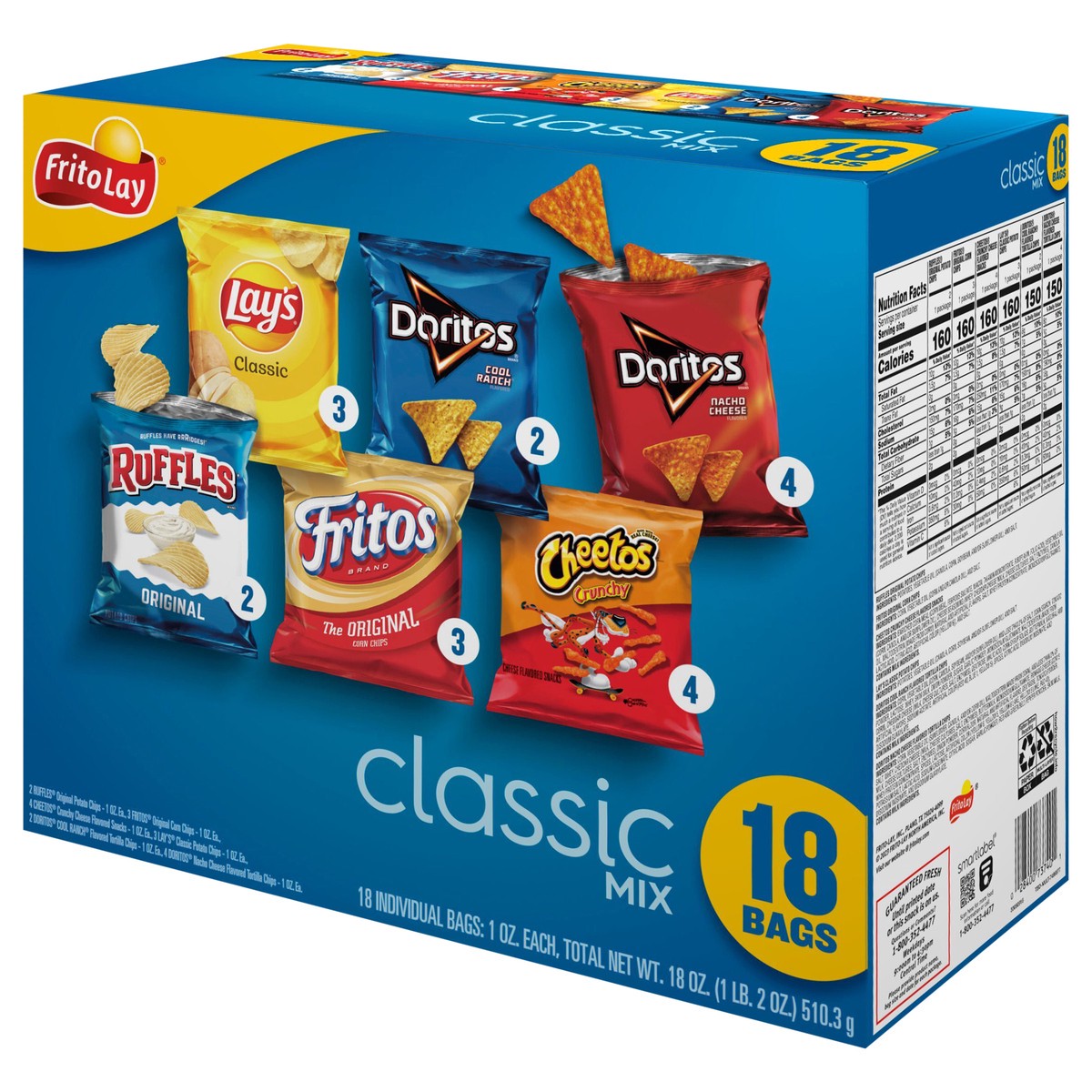 slide 9 of 15, Frito-Lay Snacks Variety Packs Classic Mix 1 Oz, 18 Count, 18 ct