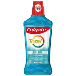 Colgate Total Gum Health Alcohol Free Mouthwash, Antibacterial Formula, Clean Mint - 1L, 33.8 fl.Oz.. (6 Pk.)