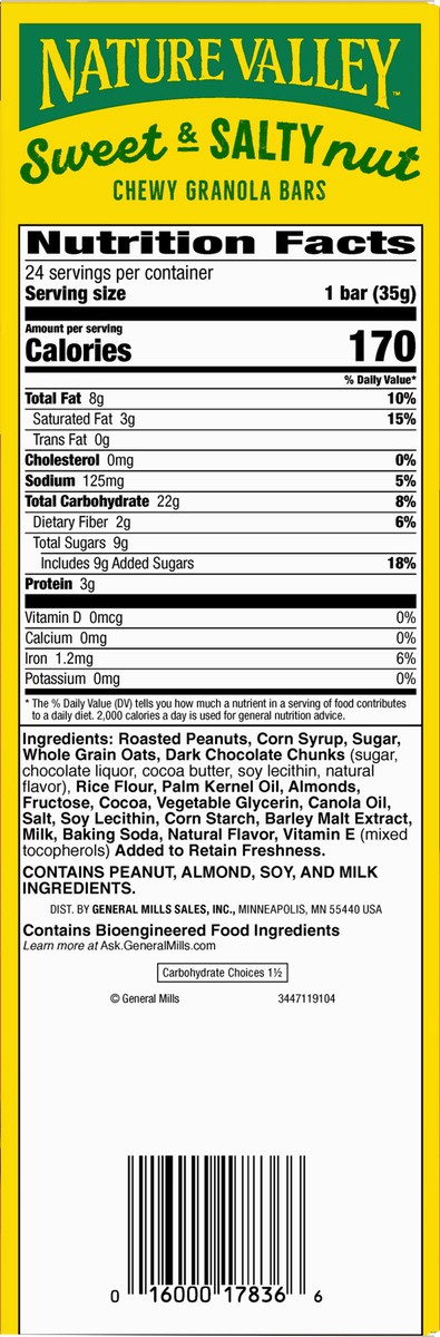 slide 6 of 9, Nature Valley Sweet and Salty Nut Granola Bars, Dark Chocolate Peanut Almond, 24 Bars, 28.8 oz, 28.8 oz