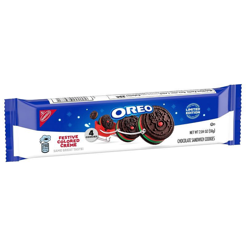 slide 4 of 13, OREO Red and Green Festive Cookies King Size - 2.04oz, 2.04 oz