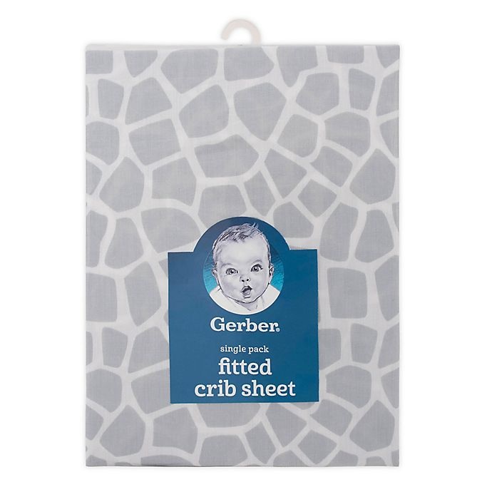 slide 1 of 1, Gerber Giraffe Cotton Fitted Crib Sheet - Grey, 1 ct