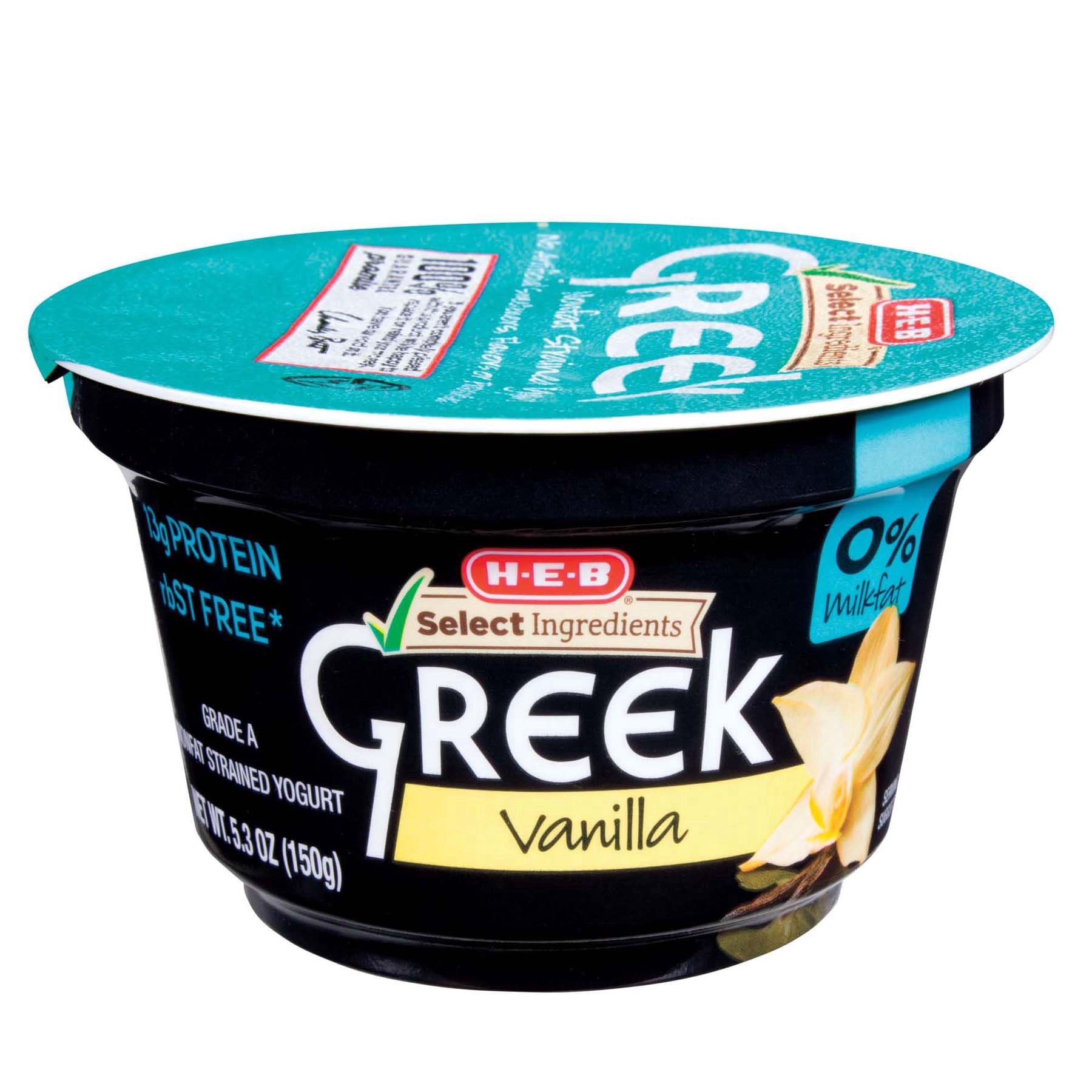 slide 1 of 1, H-E-B Greek Vanilla Yogurt, 5.3 oz
