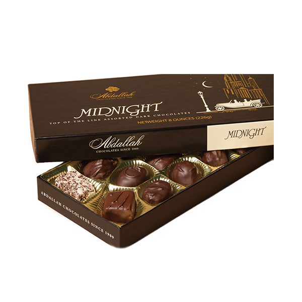 slide 1 of 1, Abdallah Candies Midnight Dark Chocolate Assortment Gift Box, 7.5 oz