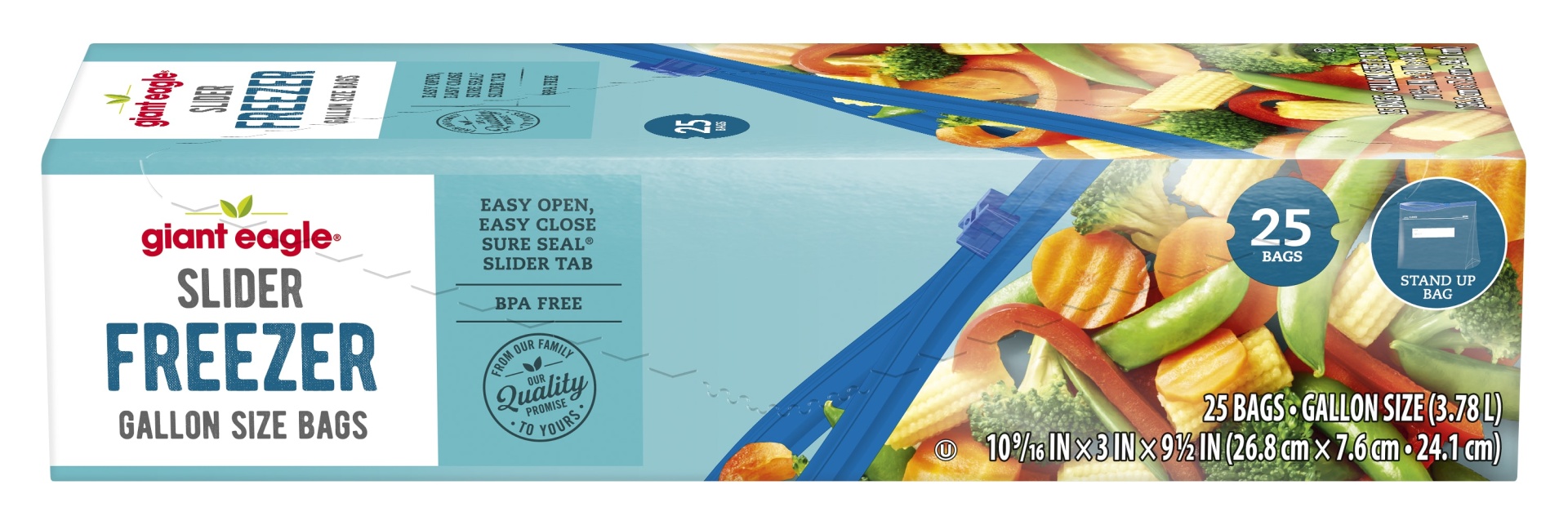 slide 1 of 1, Giant Eagle Slider Freezer Gallon Size Bags, 25 ct
