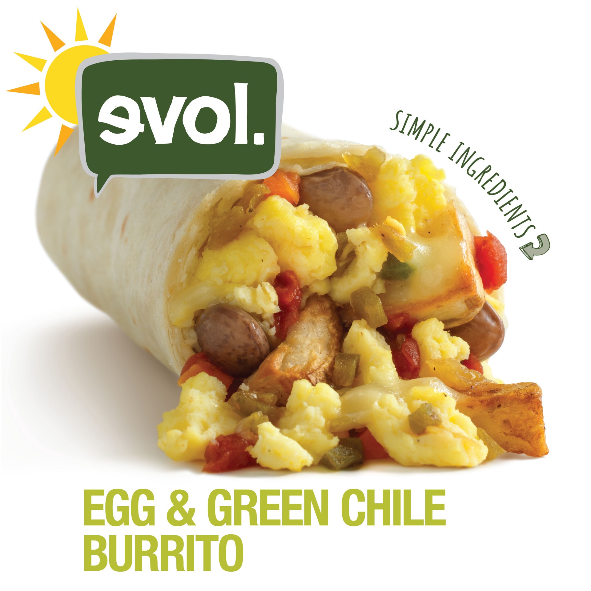 slide 1 of 5, Evol Green Chile Burrito Egg, 6 oz