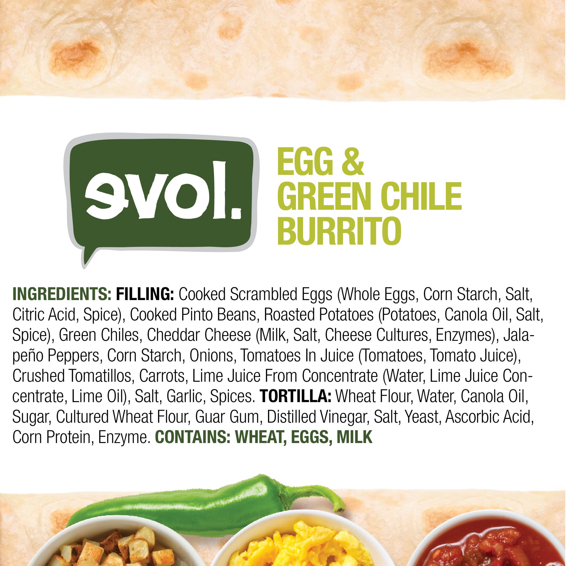 slide 5 of 5, Evol Green Chile Burrito Egg, 6 oz