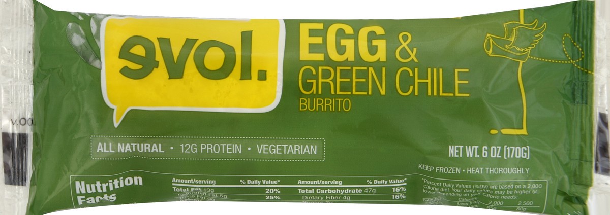 slide 1 of 5, Evol Green Chile Burrito Egg, 6 oz