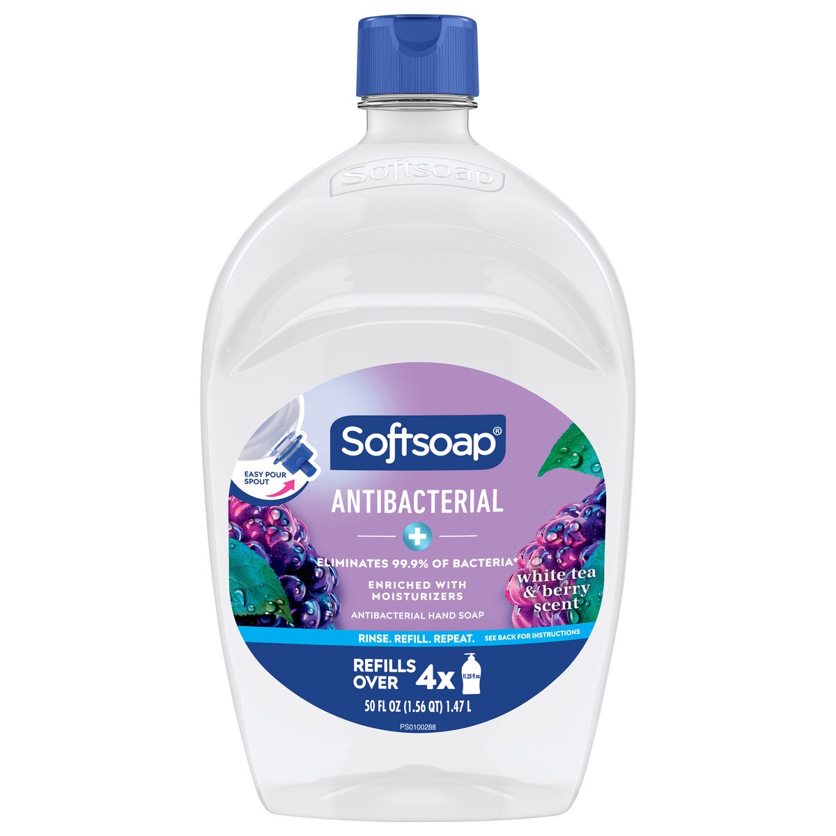 slide 1 of 13, Softsoap Antibacterial Liquid Hand Soap Refill, White Tea and Berry - 50 fl oz, 50 oz