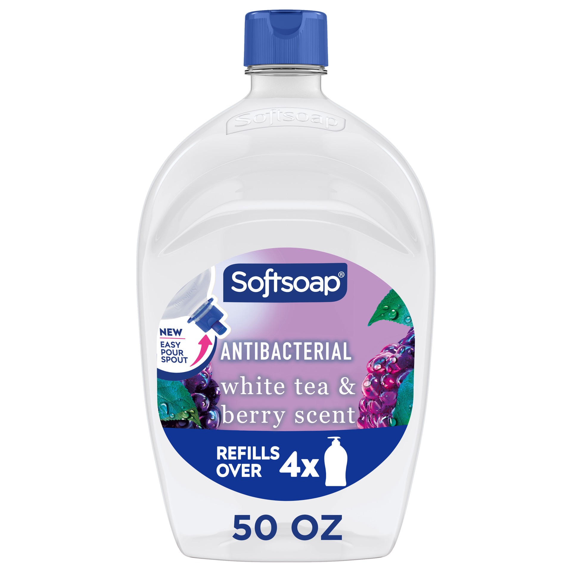 slide 1 of 13, Softsoap Antibacterial Liquid Hand Soap Refill, White Tea and Berry - 50 fl oz, 50 oz
