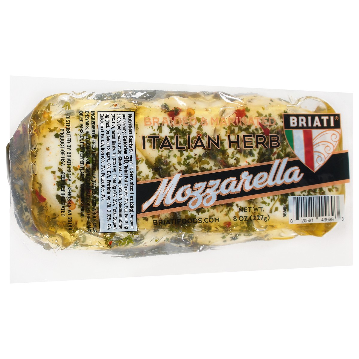 slide 10 of 12, Briati Braided & Marinated Italian Herb Mozzarella Cheese 8 oz, 6 oz