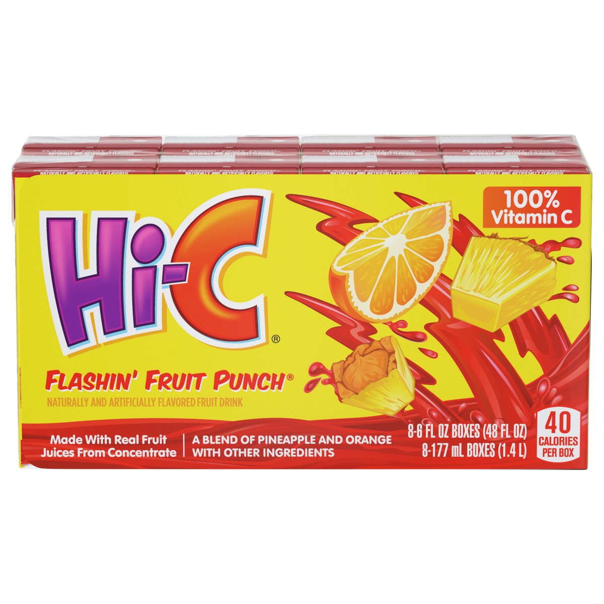 slide 1 of 10, Hi-C Flashin Fruit Punch Cartons, 6 fl oz, 8 Pack, 8 ct