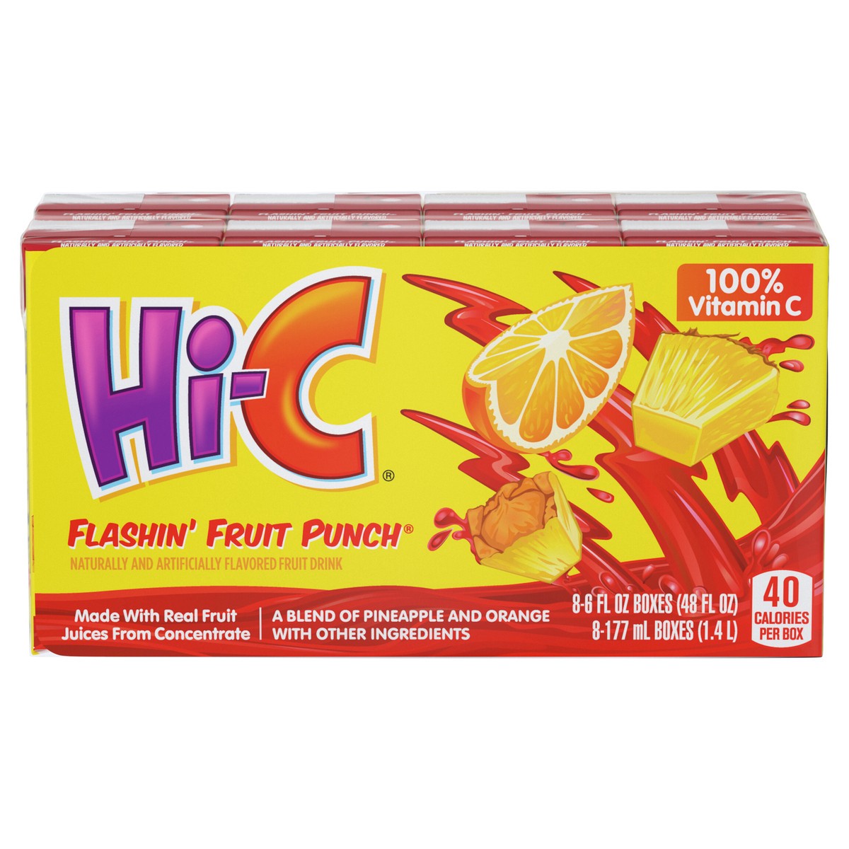 slide 1 of 10, Hi-C Flashin Fruit Punch Cartons, 6 fl oz, 8 Pack, 8 ct