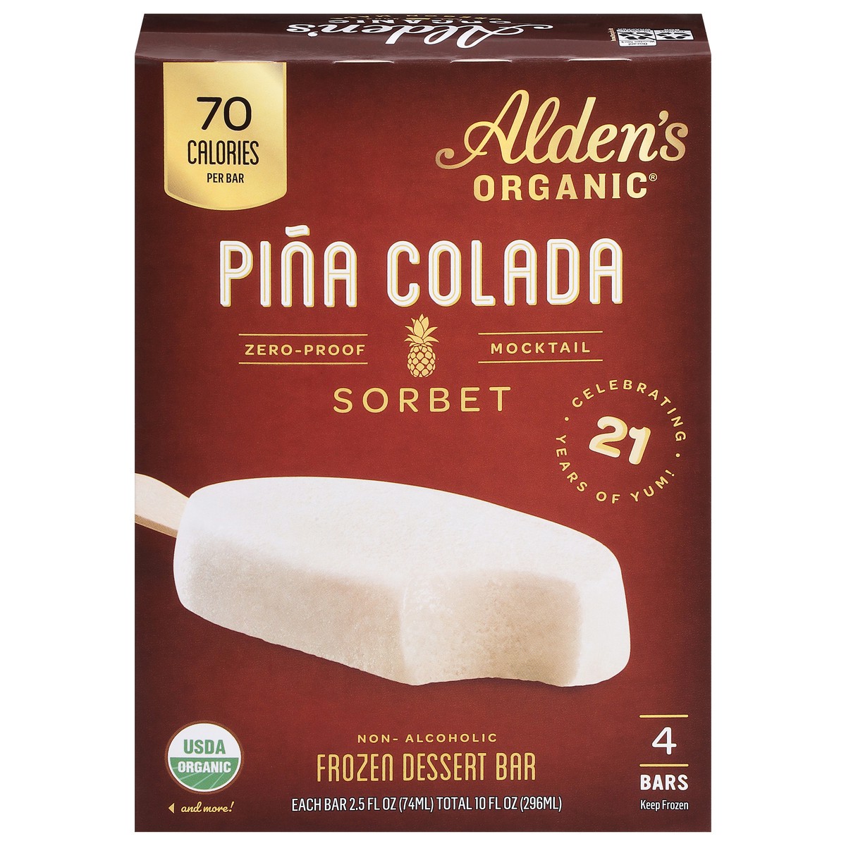 slide 2 of 4, Aldens Organic Sorbet Bar Pina Colada Dairy Free Organic - 10 FZ, 10 fl oz