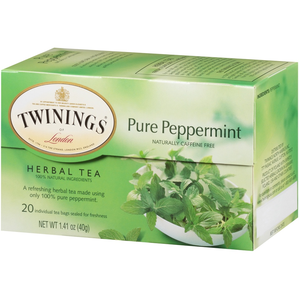 slide 3 of 7, Twinings Herbal Tea Pure Peppermint Caffeine Free Tea Bags, 20 ct