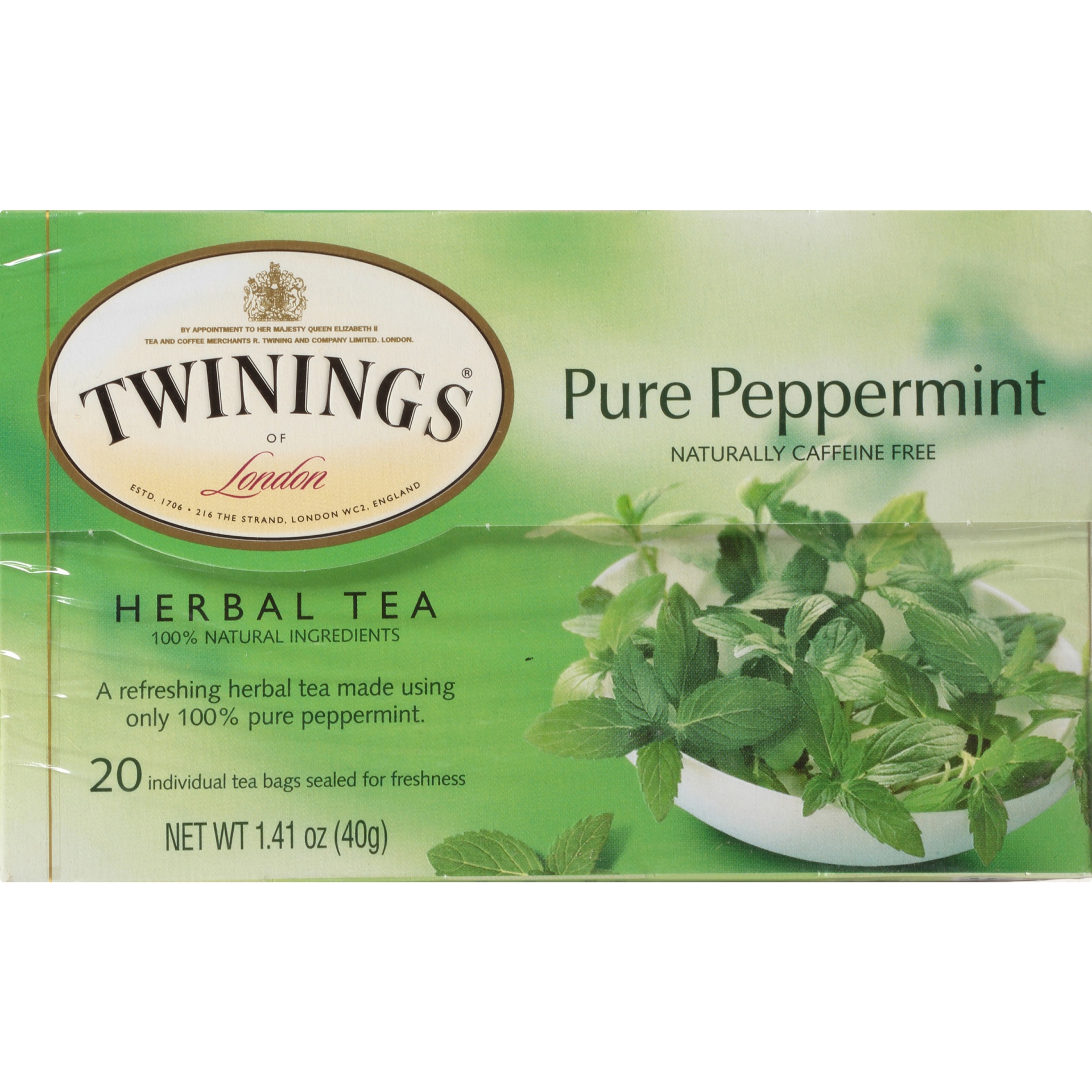 slide 6 of 7, Twinings Herbal Tea Pure Peppermint Caffeine Free Tea Bags, 20 ct