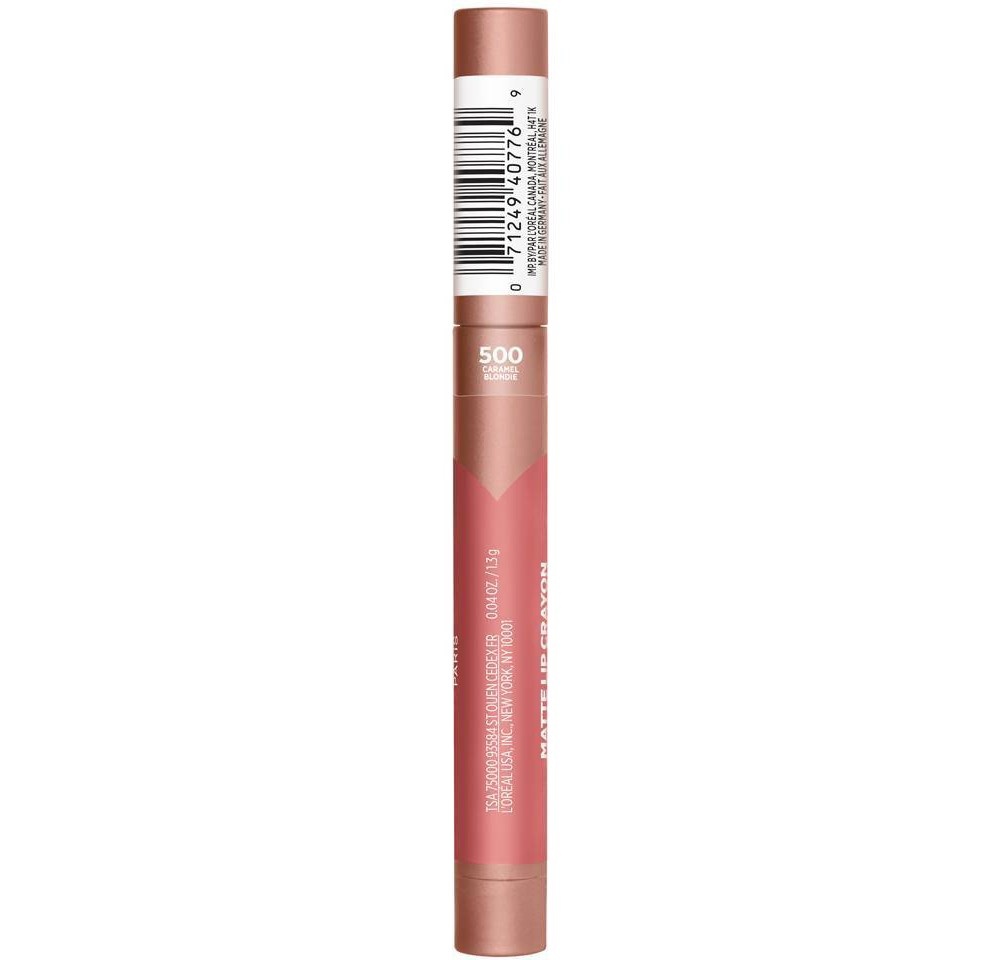 slide 3 of 4, L'Oréal Infallible Smudge Resistant Matte Lip Crayon - Caramel Blonde, 0.04 oz