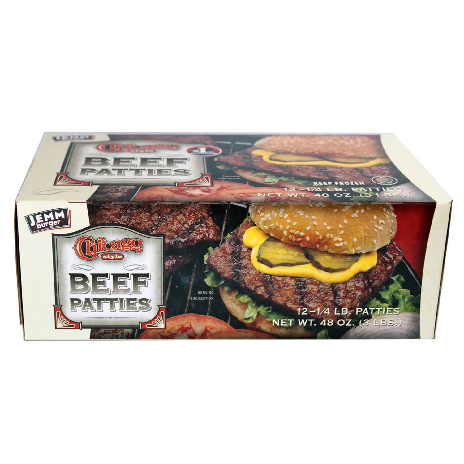 slide 4 of 4, Chicago Style Beef Patties 12 ea, 48 oz