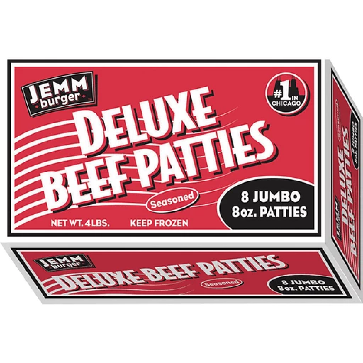 slide 1 of 1, Jemm Burger Deluxe Beef Patties 2-1, 64 oz