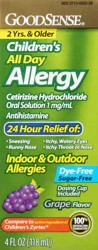Good Sense Children's 2 Years & Older Indoor & Outdoor Allergies Grape Flavor All Day Allergy 4 fl oz
