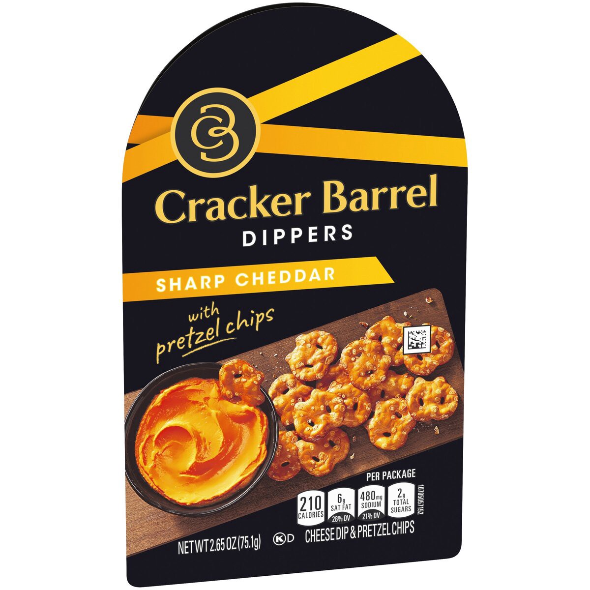 slide 2 of 8, Cracker Barrel Sharp Cheddar Cheese Dip and Pretzels, 2.65 oz