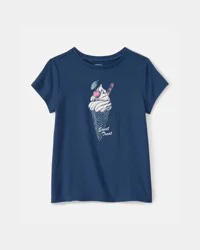 Carter's Girls Ice Cream Graphic Tee - Blue Navy XS