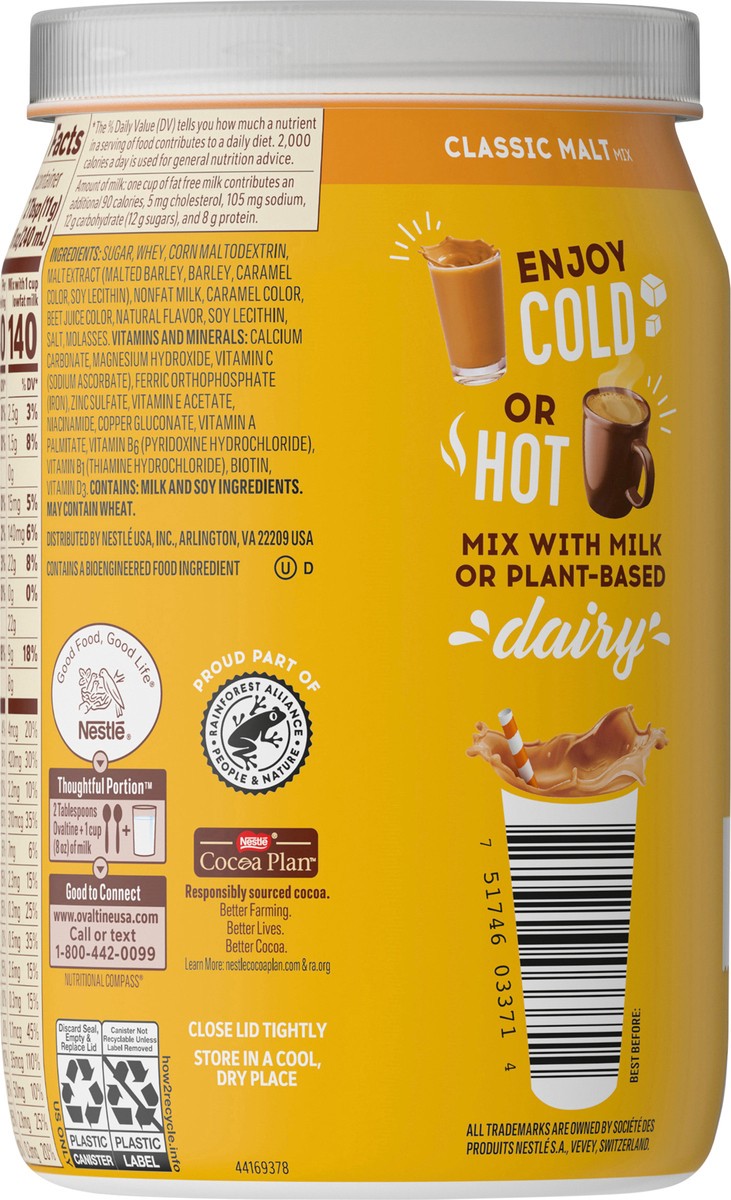 slide 3 of 7, Ovaltine Classic Malt Powdered Drink Mix for Hot and Cold Milk Canister 12 oz., 12 oz